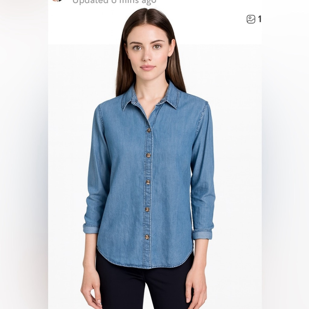 Thread & Supply Chambray Button-Down Shirt in Light Blue